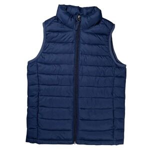 Amazon Essentials Youth Blue Puffer Vest Sz 8 Medium‎ Full Zip Pockets Nylon